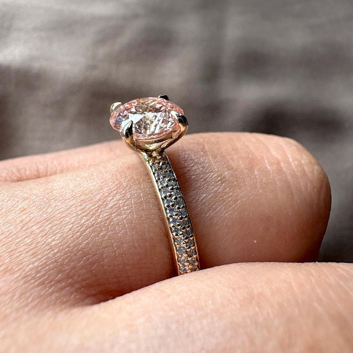 Sparkly Portuguese Cut Diamond2.50CT Pink Diamond Pave BandFancy Vivid Pink Portuguese Diamond2.50 Carat Round Lab Diamond RingPink Portuguese Cut Bridal Ring2.50CT Fancy Pink Diamond RingHigh Scintillation Portuguese Cut
