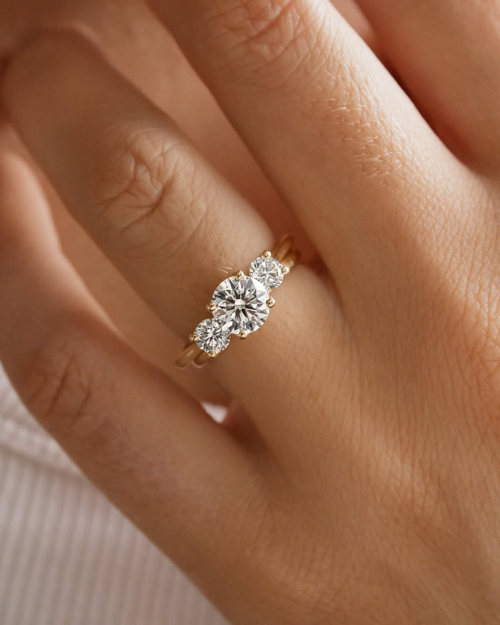 1.20CT Round  Lab Grown Diamond Three Stone Style Engagement Ring
