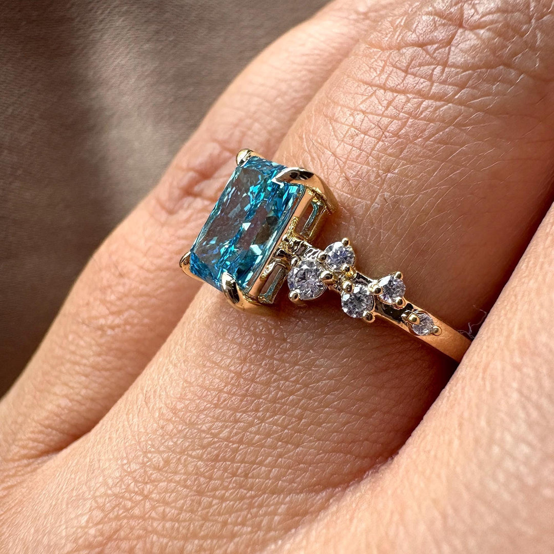 Unique Pave Engagement Ring12. Zig Zag Diamond Band13. Blue Gemstone Engagement Ring14. Radiant Cut Pave Ring