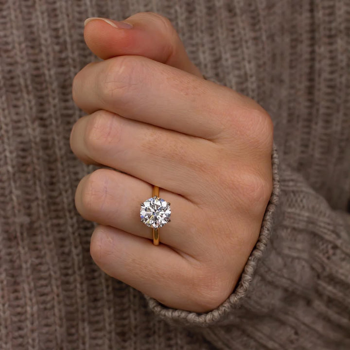 1.0 - 3.0 CT Round  Lab Grown Diamond Cathedral Style Engagement Ring