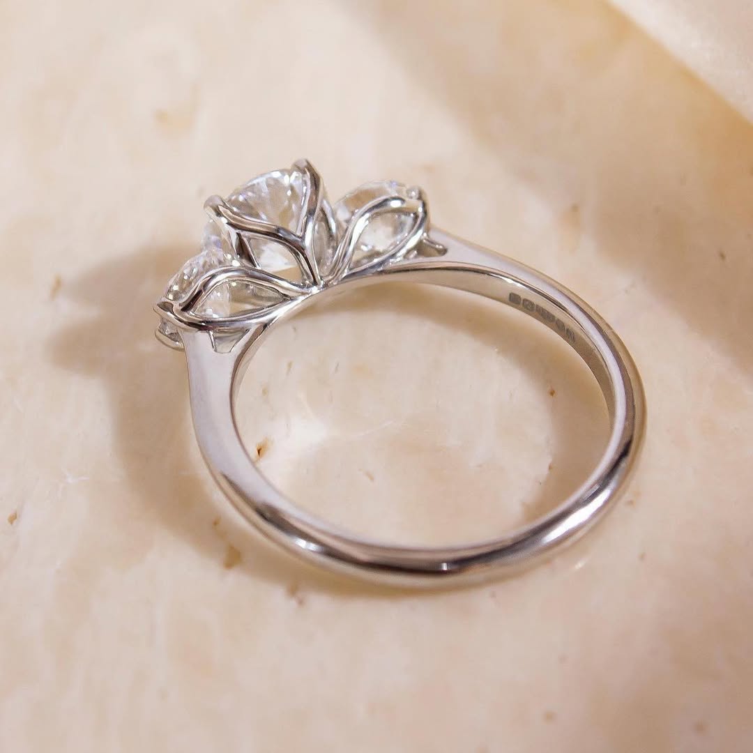 2.0CT Round  Lab Grown Diamond Three Stone Style Engagement Ring