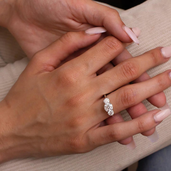 2.0CT Round  Lab Grown Diamond Three Stone Style Engagement Ring