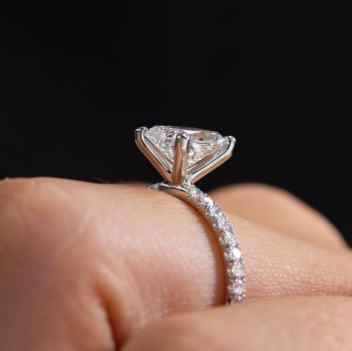 2.80CT Cushion  Lab Grown Diamond Pave Style Engagement Ring