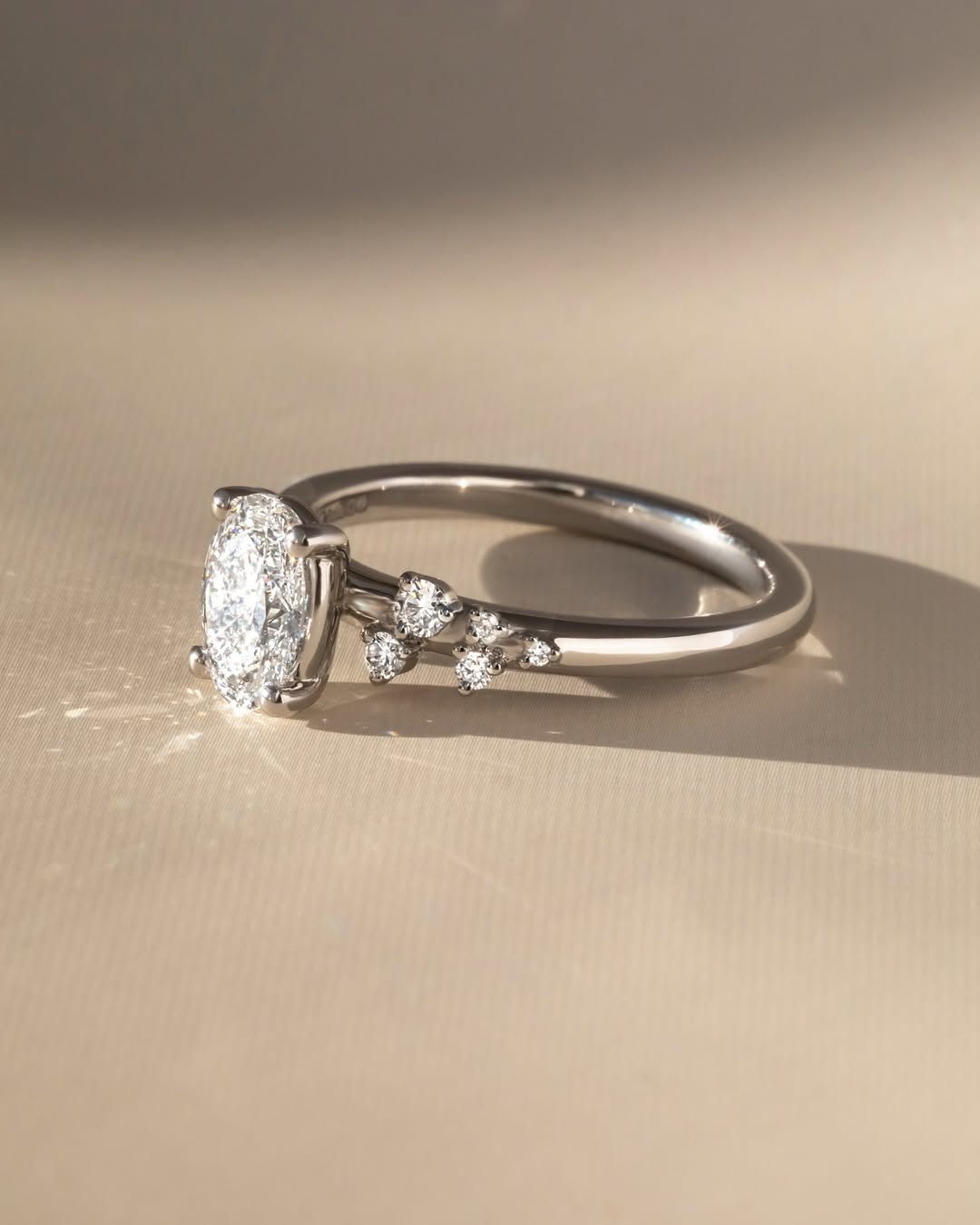 1.0 -3.0 CT Oval  Lab Grown Diamond Cluster Style Engagement Ring