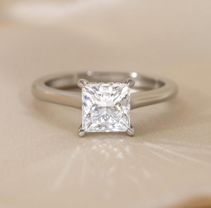 1.50CT Princess  Lab Grown Diamond Hidden Halo Style Engagement Ring