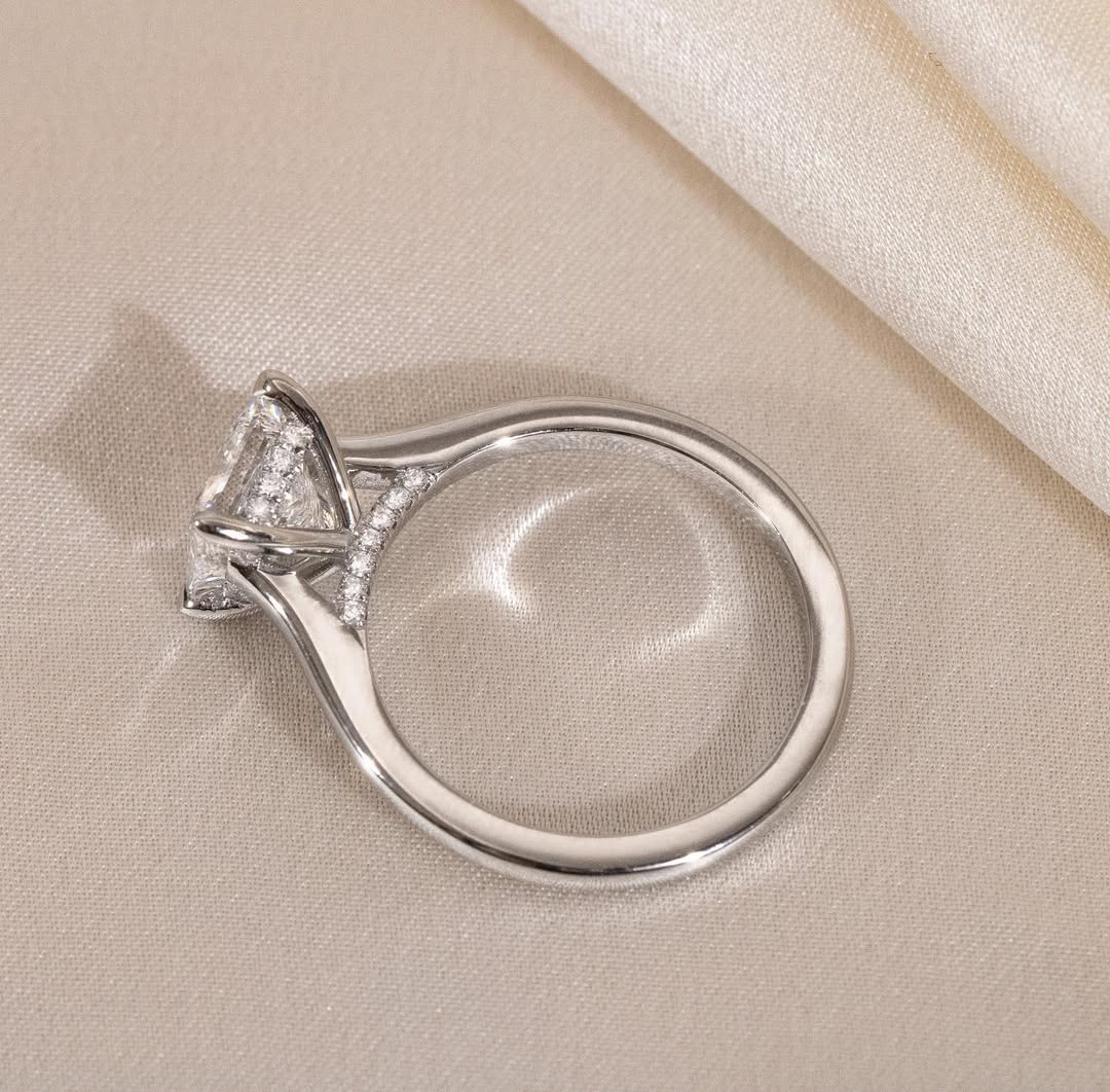 1.50CT Princess  Lab Grown Diamond Hidden Halo Style Engagement Ring