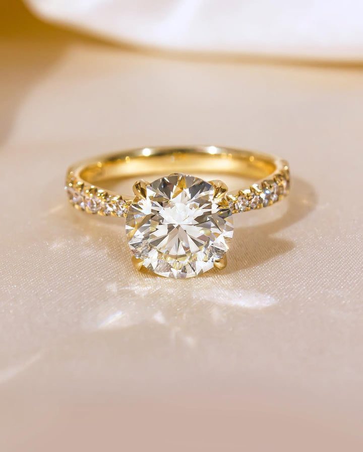 2.37CT Round  Lab Grown Diamond Pave Style Engagement Ring