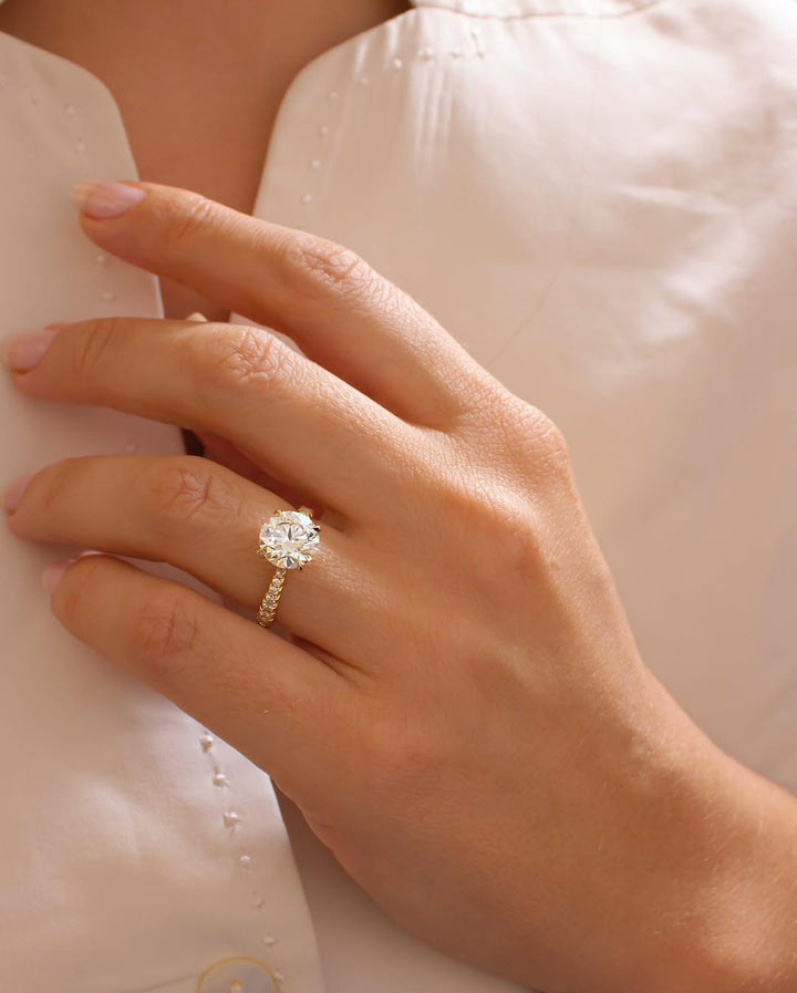 2.37CT Round  Lab Grown Diamond Pave Style Engagement Ring