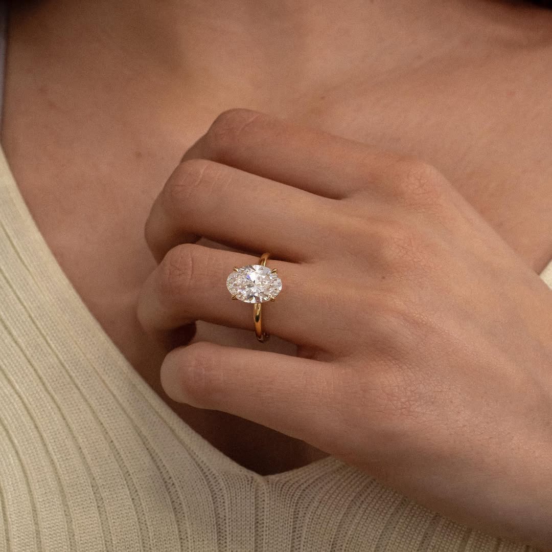 3.30CT Oval  Lab Grown Diamond Solitaire Style Engagement Ring