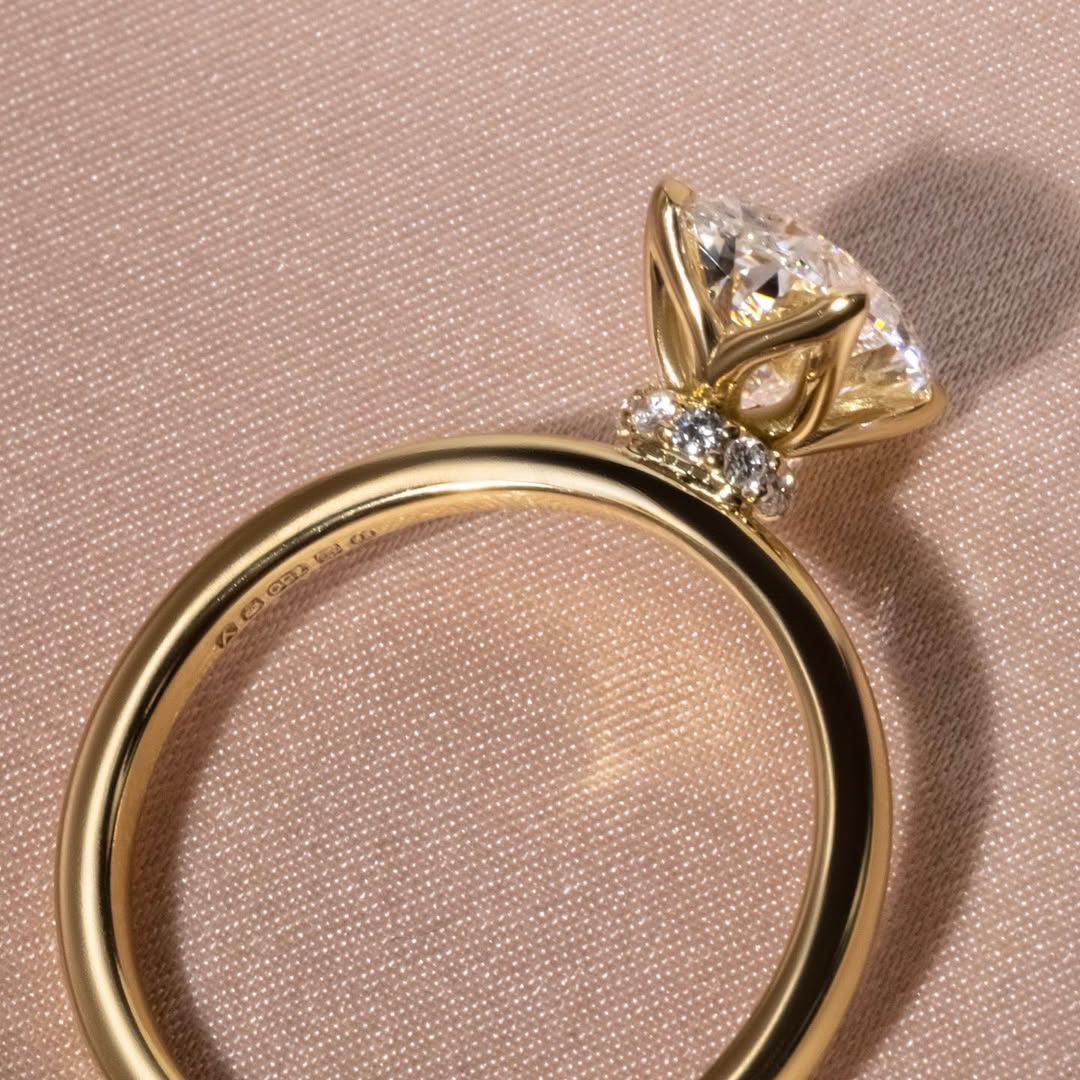 2.0CT Oval  Lab Grown Diamond Hidden Halo Style Engagement Ring