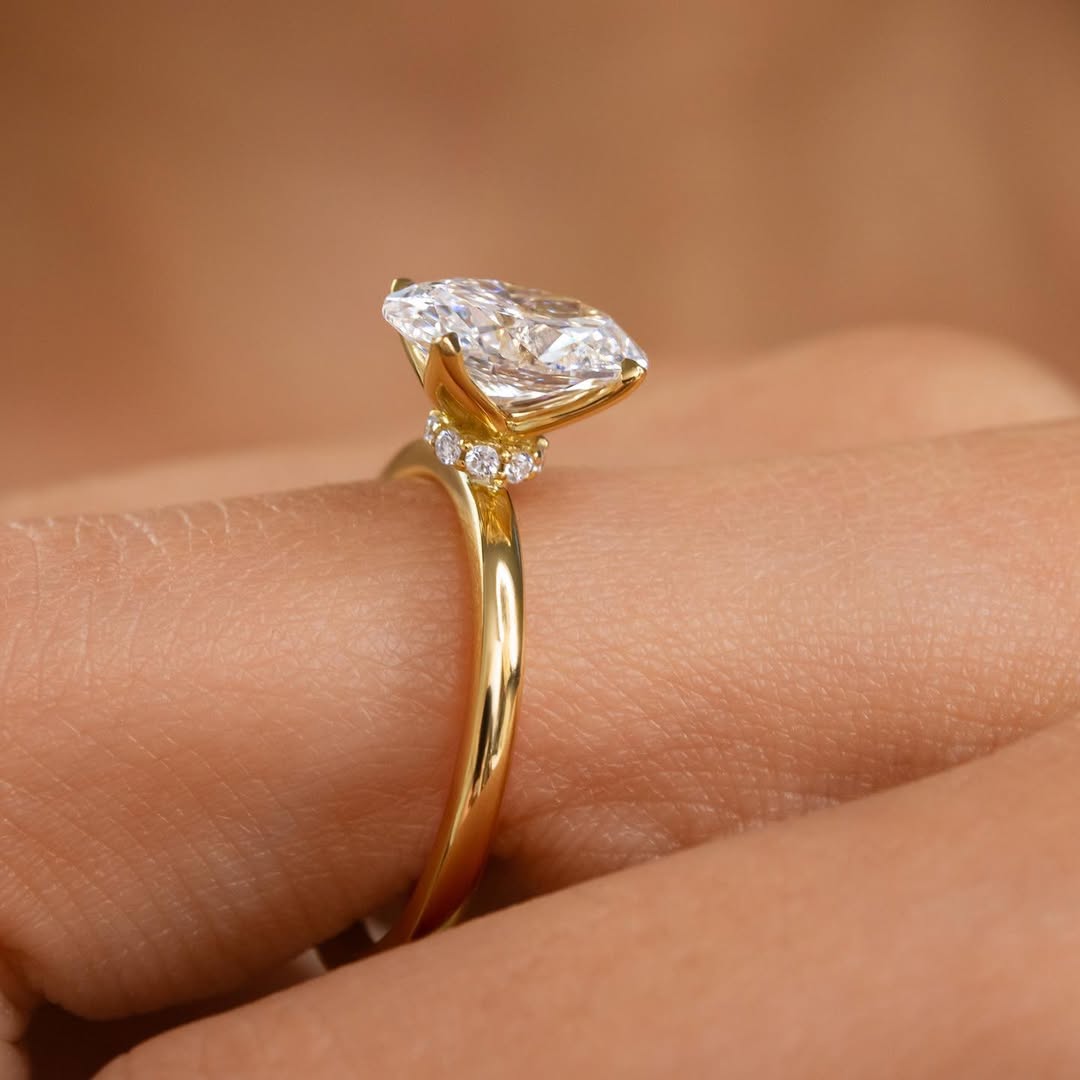 2.0CT Oval  Lab Grown Diamond Hidden Halo Style Engagement Ring