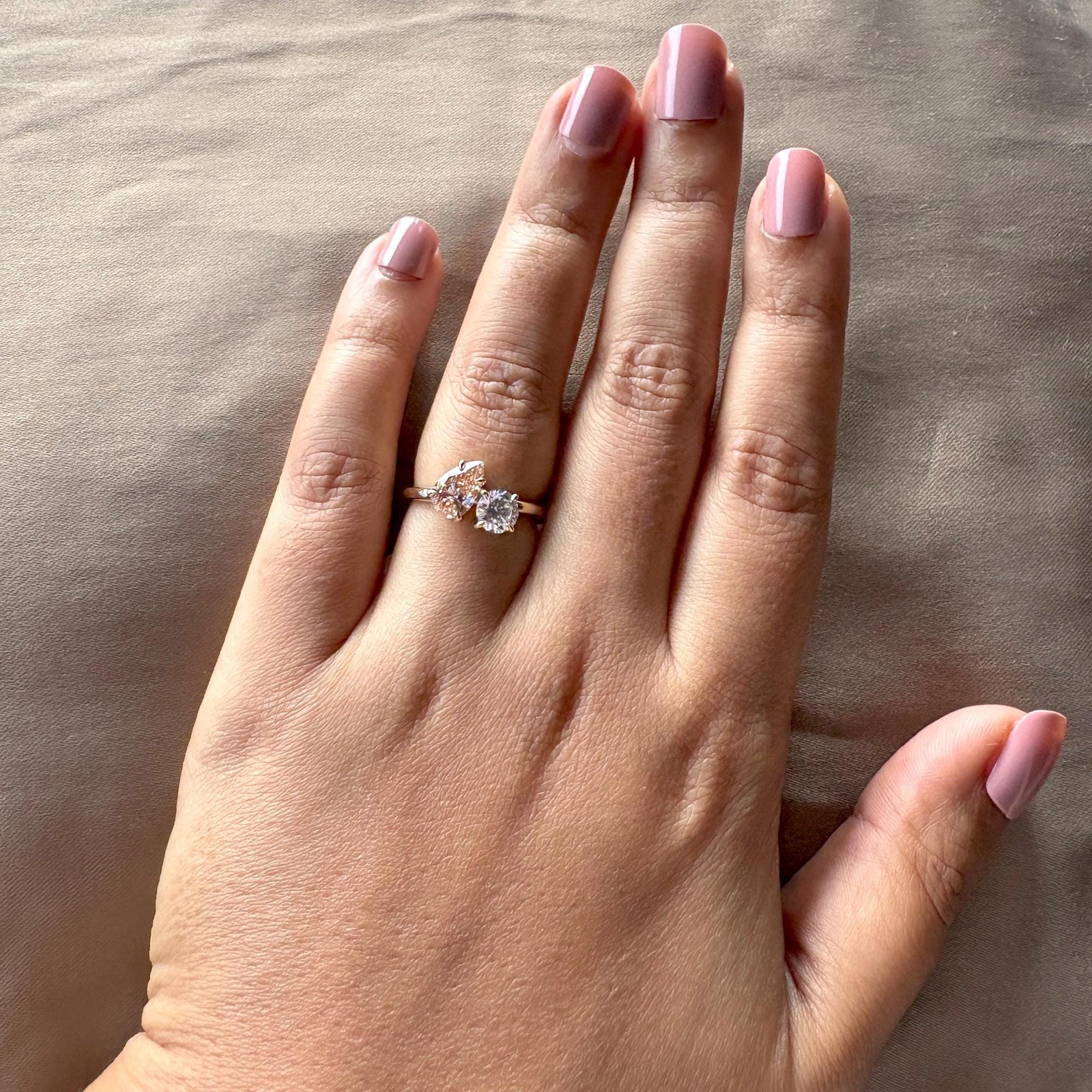 Pink Pear Lab Diamond Toi et MoiLab Created Toi et Moi Ring PinkTwo Stone Engagement Ring Pink Pear
