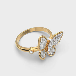 Butterfly Moissanite Diamond Ring for Women in Gold