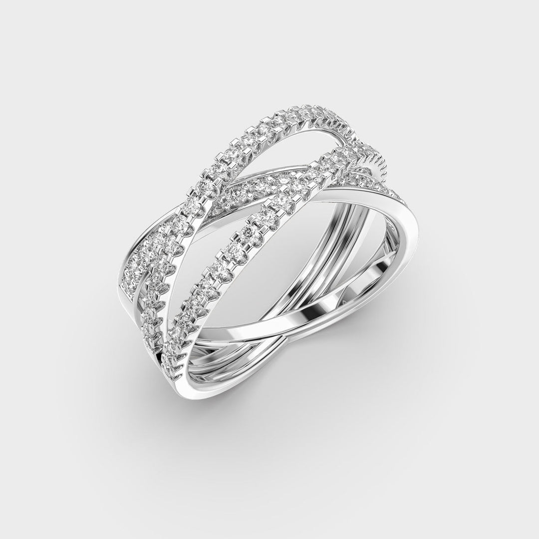 Cross Over CVD Diamond Ring for Women in Gold