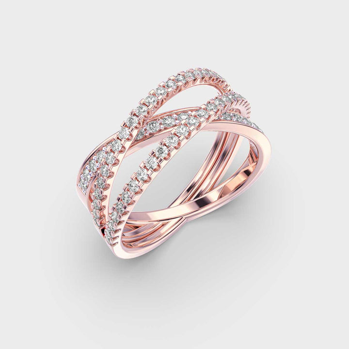 Cross Over CVD Diamond Ring for Women in Gold