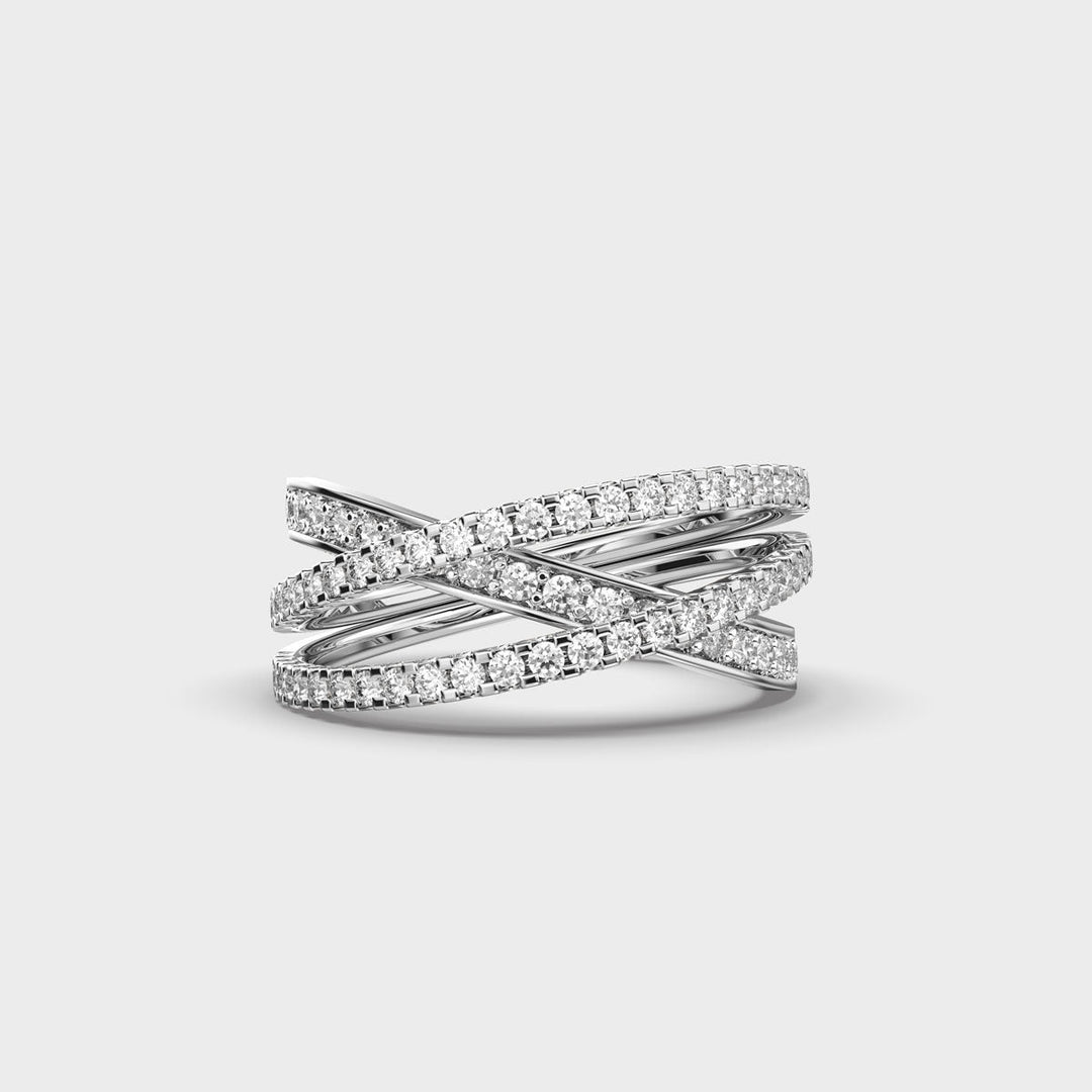 Cross Over CVD Diamond Ring for Women in Gold