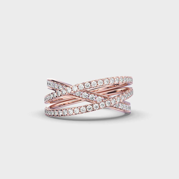 Cross Over CVD Diamond Ring for Women in Gold