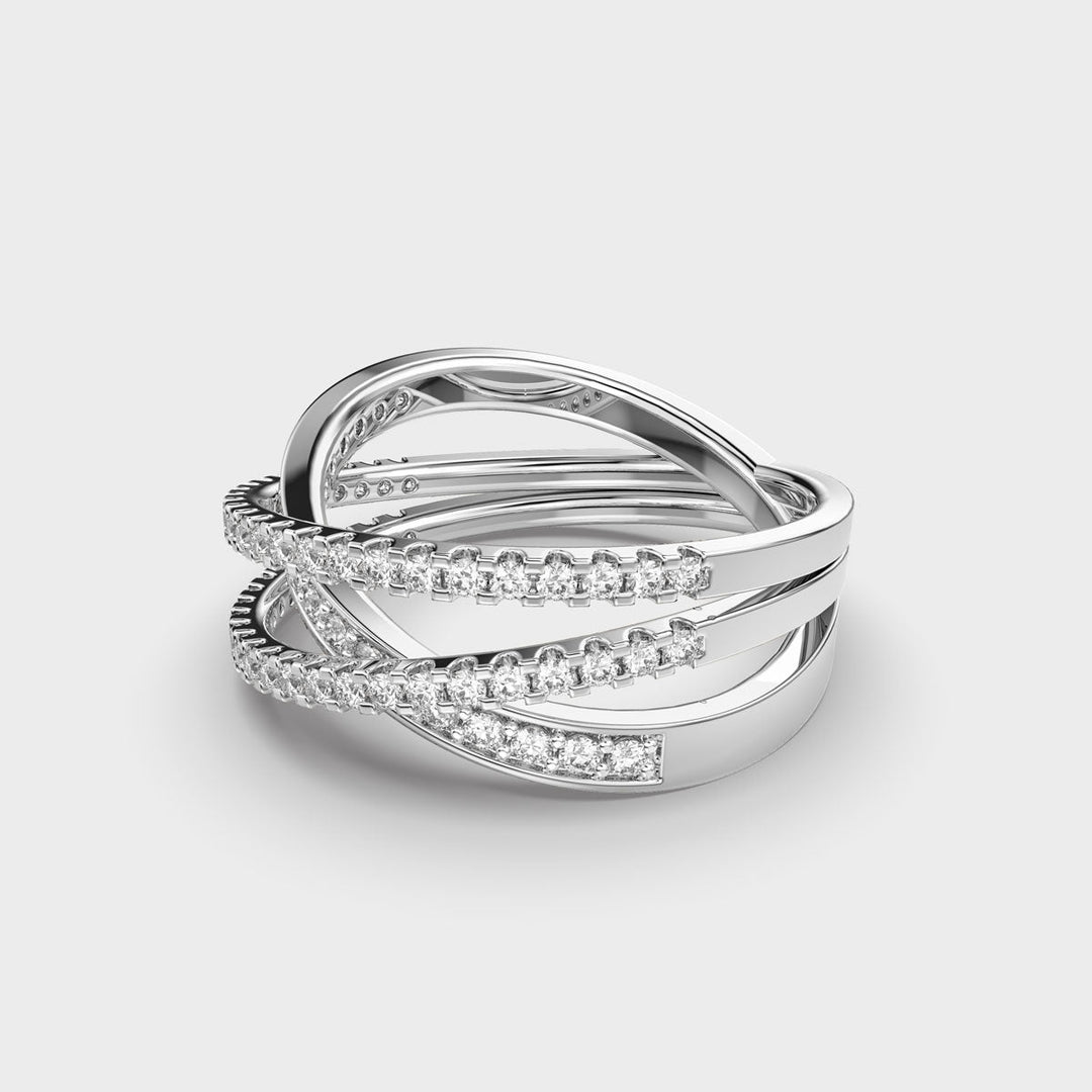 Cross Over CVD Diamond Ring for Women in Gold