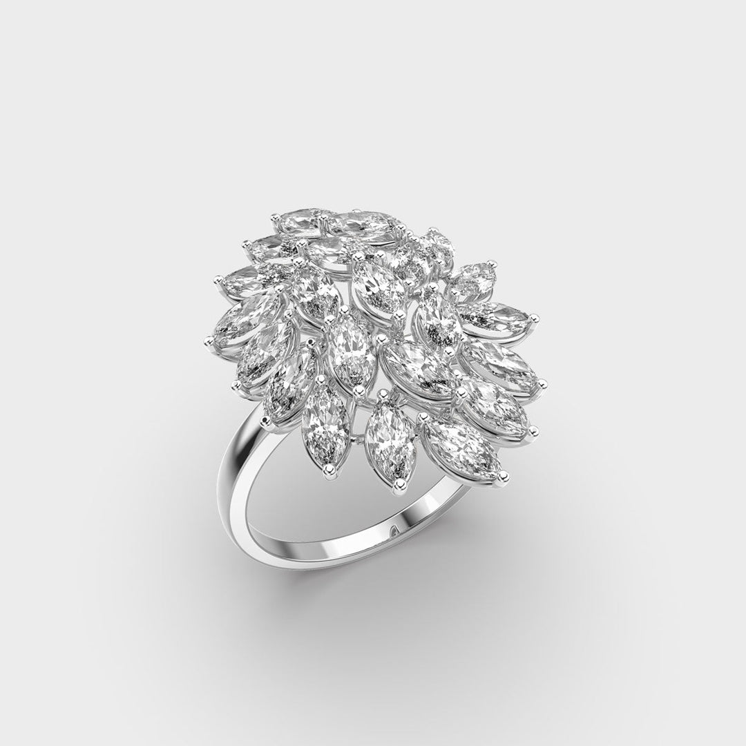 Marquise Cut Cluster Lab Grown Diamond Ring for Women