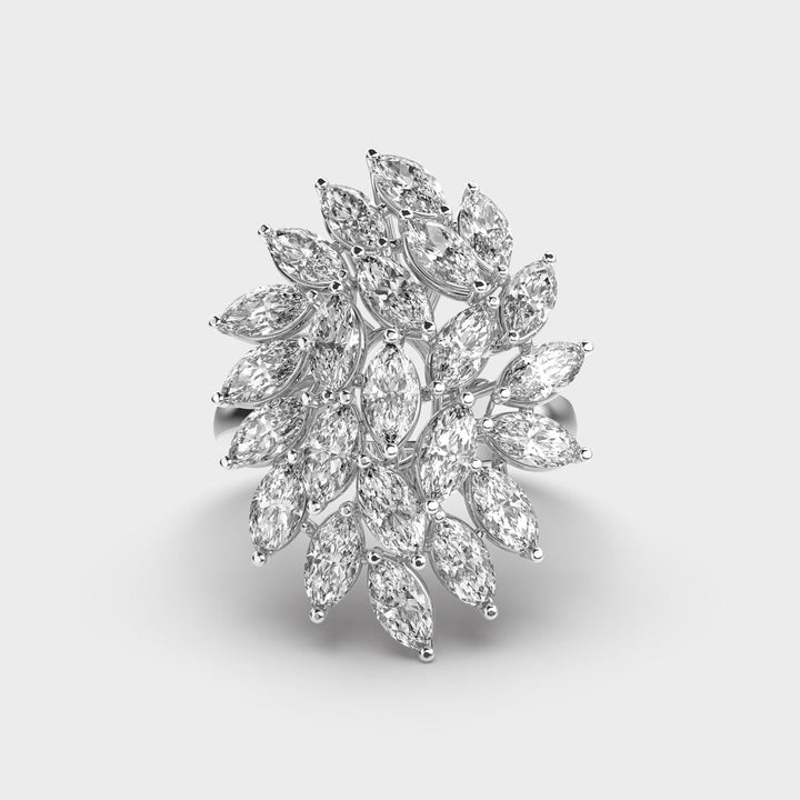 Marquise Cut Cluster Lab Grown Diamond Ring for Women