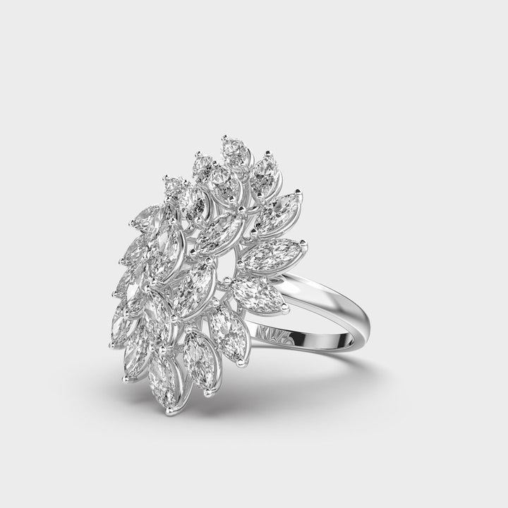 Marquise Cut Cluster Lab Grown Diamond Ring for Women