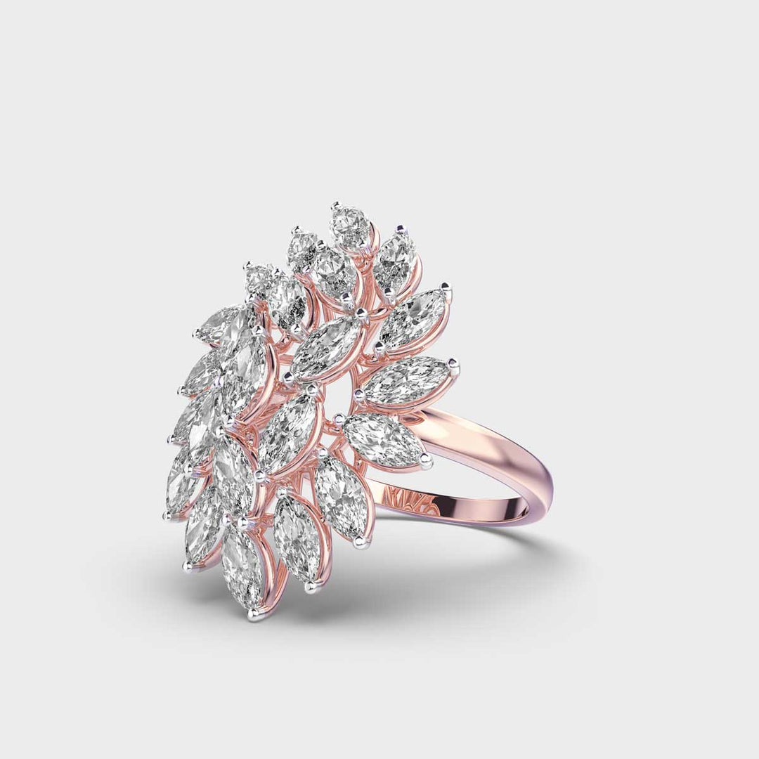Marquise Cut Cluster Lab Grown Diamond Ring for Women