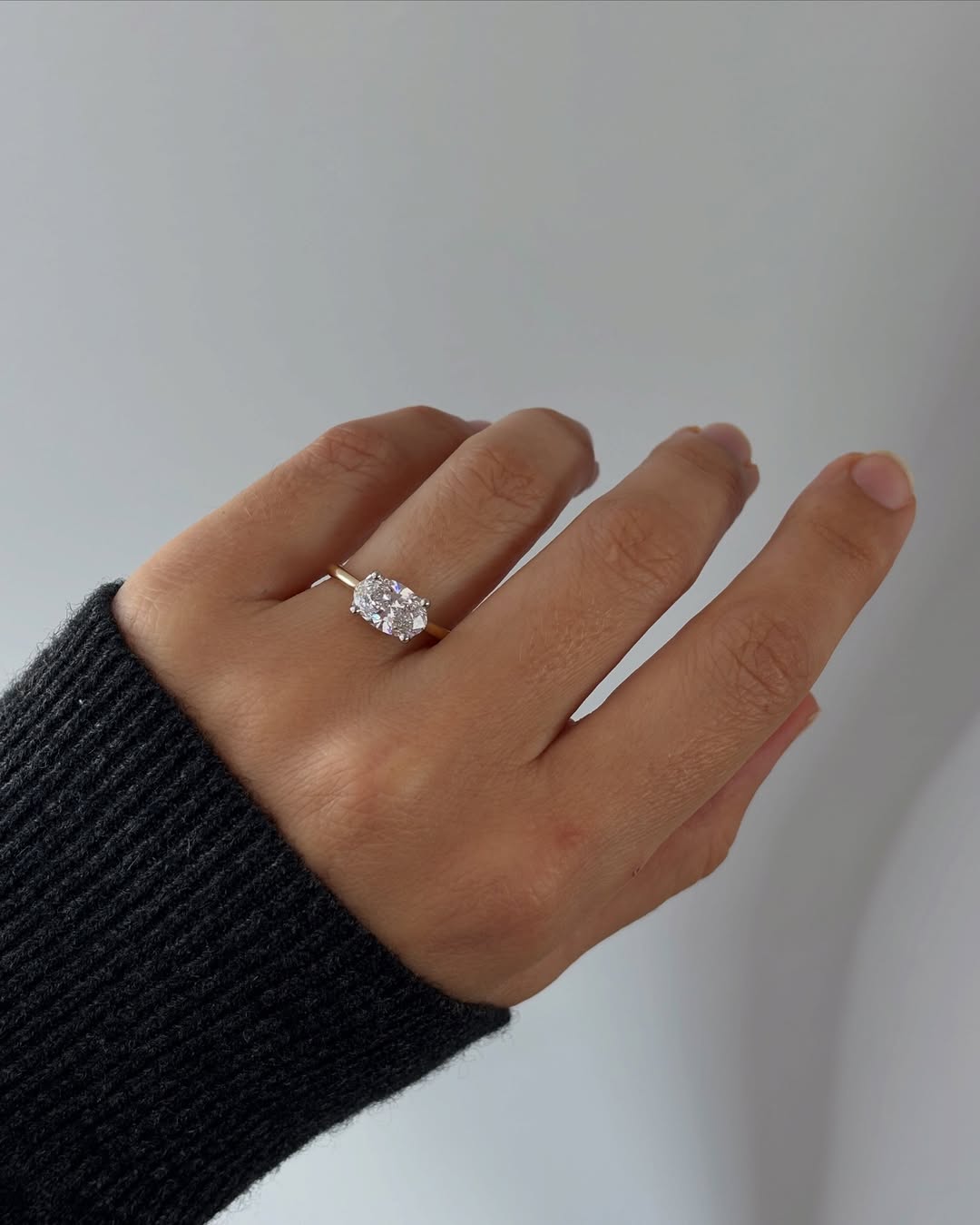 1.70-3.50 CT Oval  Lab Grown Diamond Solitare Engagement Ring