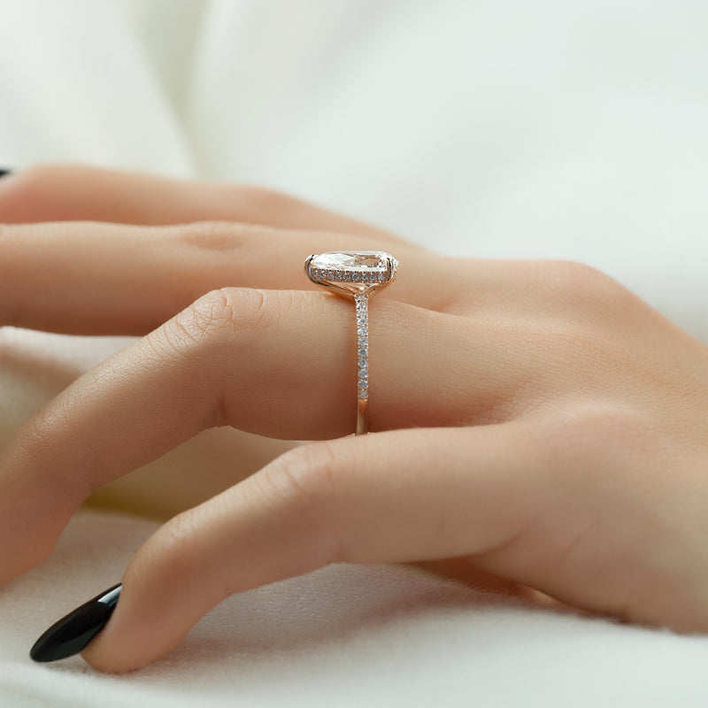 Yellow gold bridal ring set, Rose gold bridal ring set, Bridal ring set with diamonds, Bridal ring set with emeralds, 