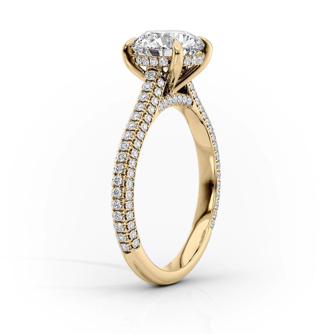 2.0CT Round Lab Grown E/VS1 Diamond Three Side Pave Engagement Ring