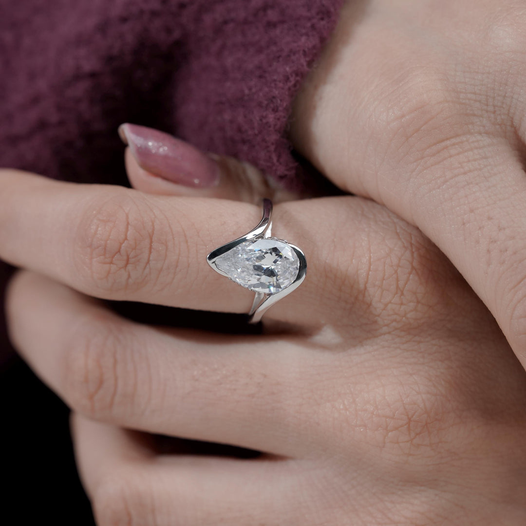 IGI certified lab diamond, GIA certified pear lab diamond, custom bypass ring, bespoke lab diamond jewelry, high quality lab