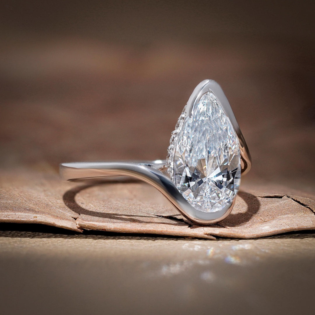  lab created diamond, ethical engagement ring, 2ct pear diamond, unique engagement rings, pear solitaire.