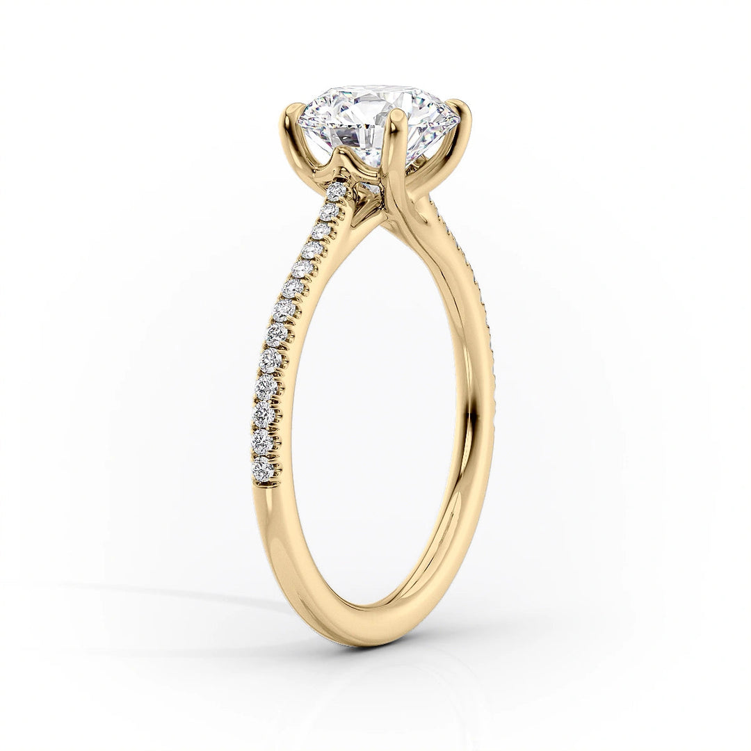 1.50CT Round Lab Grown E/VVS1 Diamond Tulip Pave Engagement Ring