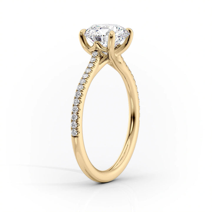 1.50CT Round Lab Grown E/VVS1 Diamond Tulip Pave Engagement Ring