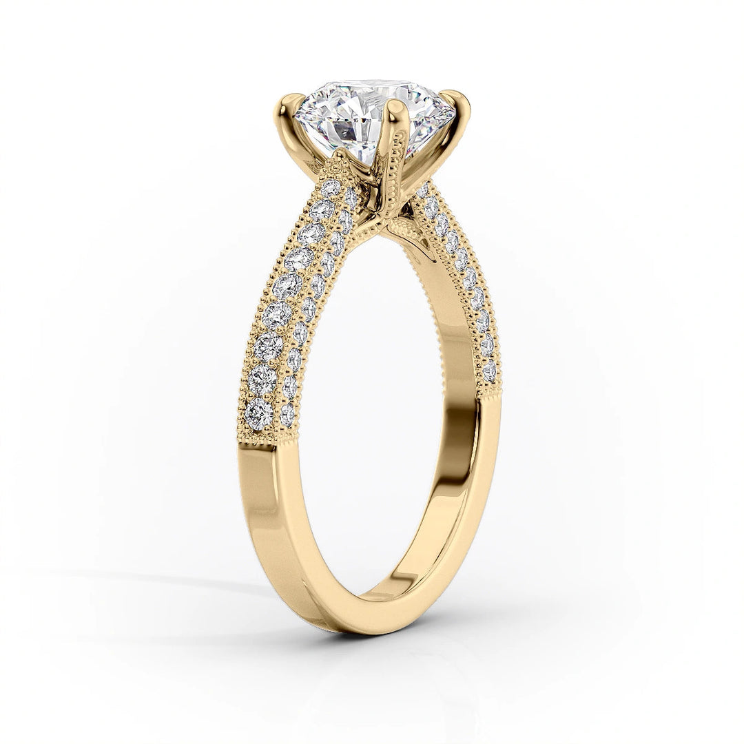 2.50CT Cushion Lab Grown F/VS1 Diamond Vintage Pave Engagement Ring