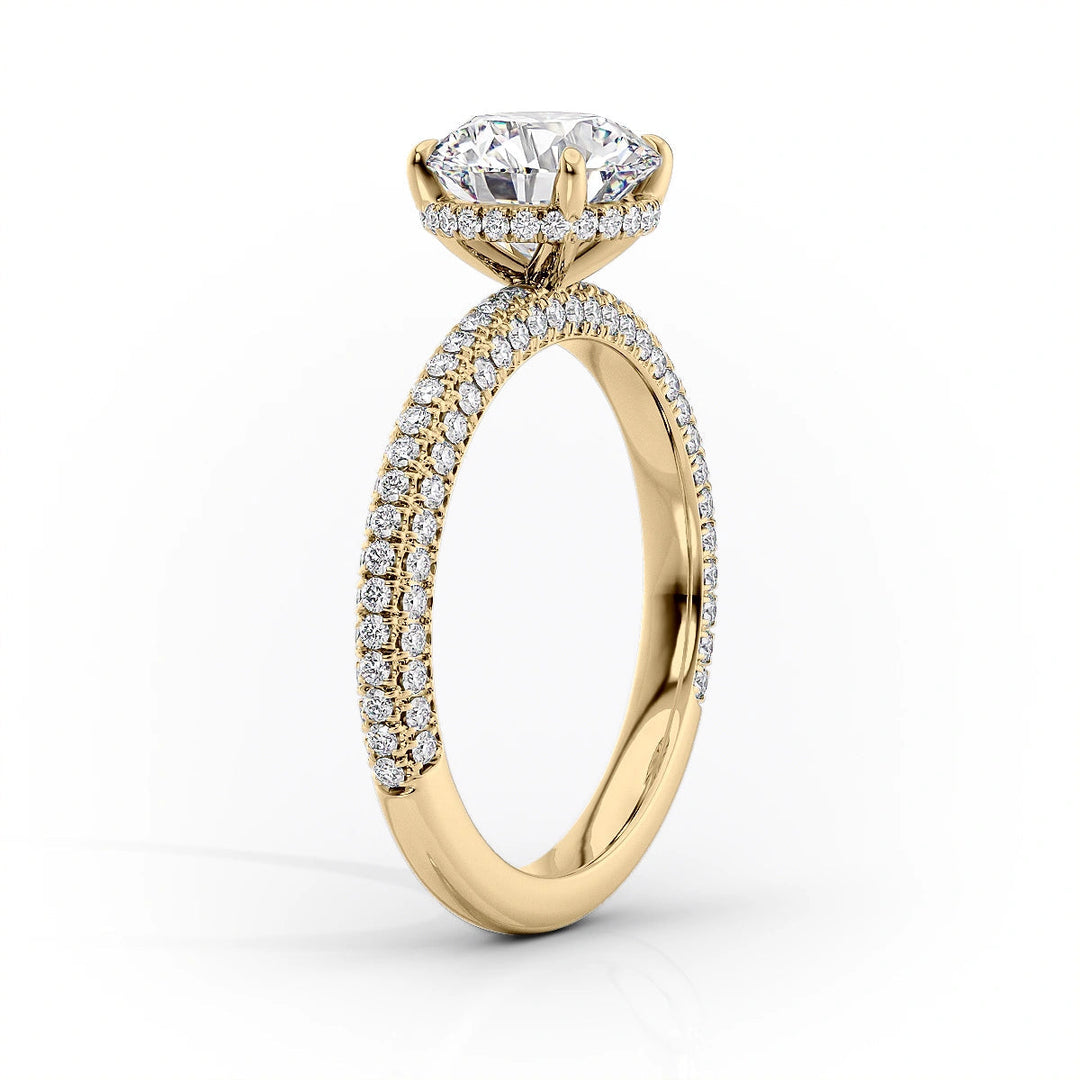 2.0CT Cushion Lab Grown F/VVS1 Diamond Three Side Pave Engagement Ring