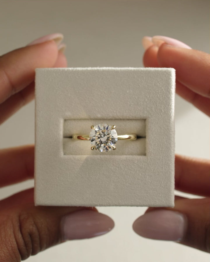 2.0ct-3.0ct Round Cut Lab Grown Diamond Hidden Halo Engagement Ring