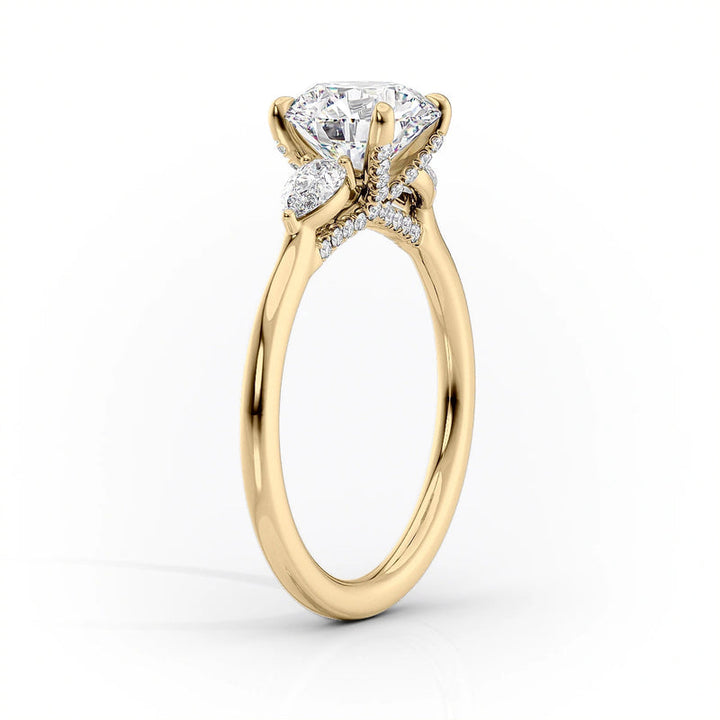 3.0CT Round Lab Grown F/VVS2 Diamond Three Stone Bridge Engagement Ring