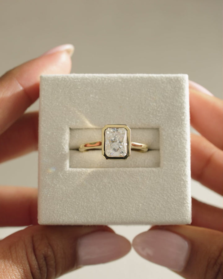 1.50ct-2.50ct Radiant Cut Lab Grown Bezel Set Diamond Engagement Ring