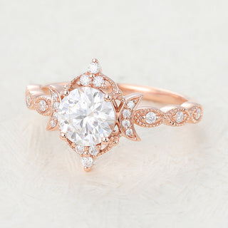 round-shaped-moissanite-vintage-engagement-ring