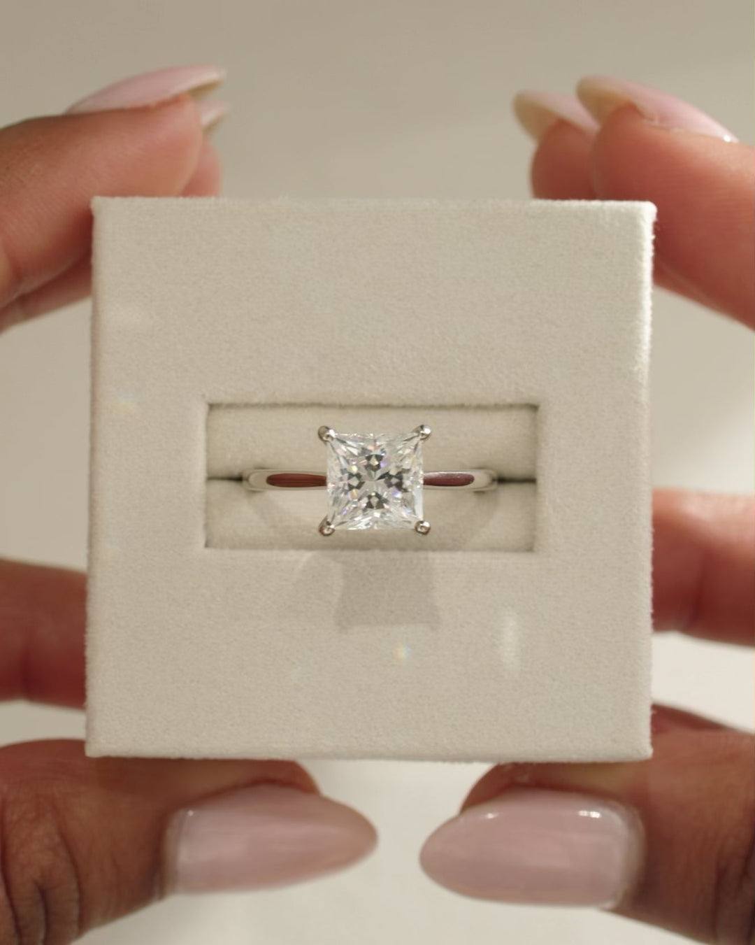 1.50ct-2.50ct Princess Cut Lab Grown Hidden Halo Diamond Engagement Ring