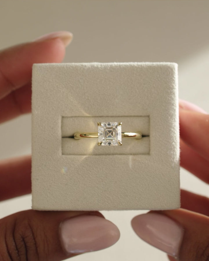 1.0ct-2.0ct Asscher Cut Lab Grown Diamond Solitaire Engagement Ring