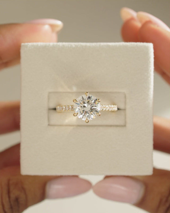 1.50ct-2.50ct Round Cut Lab Grown Tulip Set Pave Diamond Engagement Ring