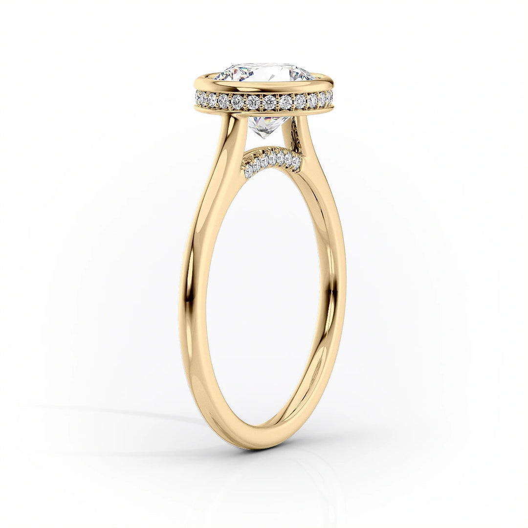3.0CT Bezel Set Round Lab Grown E/VS2 Hidden Halo Diamond Engagement Ring