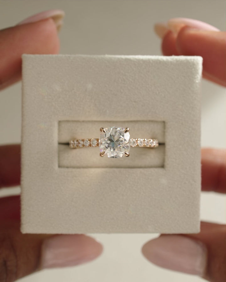 1.50ct-2.50ct Cushion Cut Lab Grown Hidden Halo Diamond Engagement Ring
