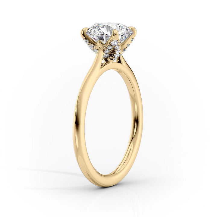 1.50CT Round Lab Grown D/VS1 Tulip Set Diamond Cathedral Engagement Ring
