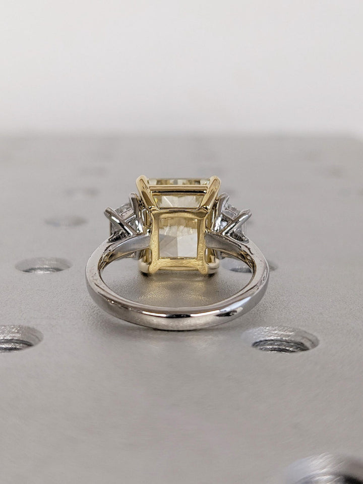 4.50CT Champagne Radiant Cut Lab Grown Diamond Three Stone Engagement Ring
