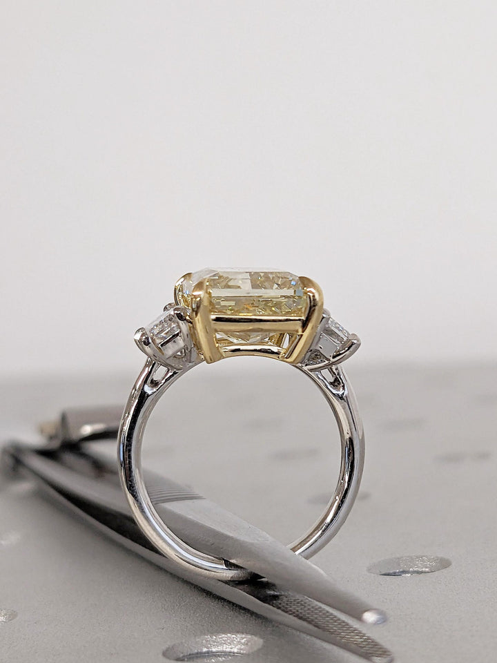 4.50CT Champagne Radiant Cut Lab Grown Diamond Three Stone Engagement Ring