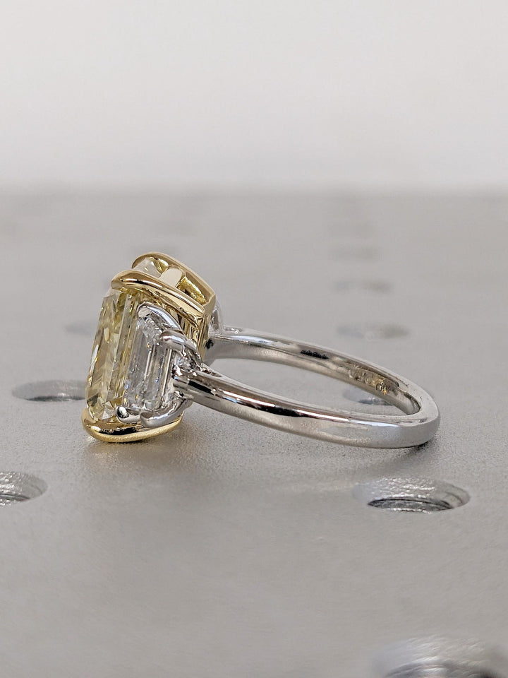 4.50CT Champagne Radiant Cut Lab Grown Diamond Three Stone Engagement Ring