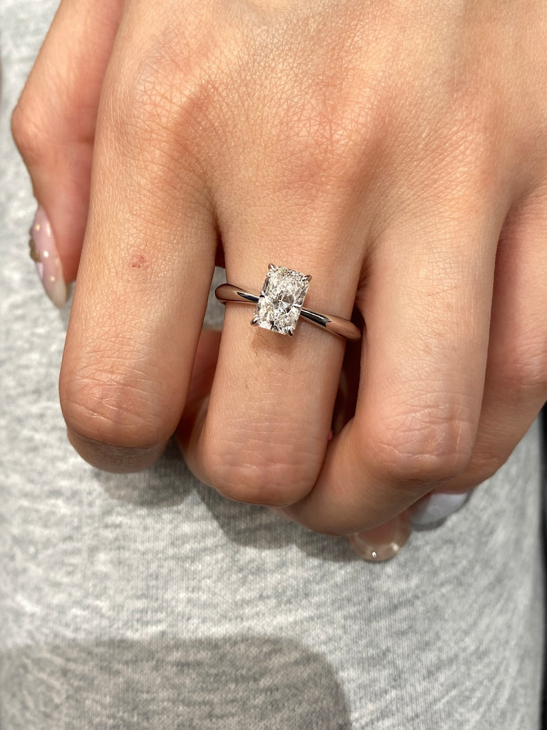 1.50ct-2.50ct Radiant Cut Lab Grown Diamond Solitaire Engagement Ring
