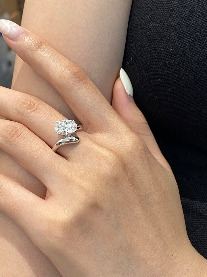 1.50ct-2.50ct Oval Cut Lab Grown Diamond Bypass Engagement Ring